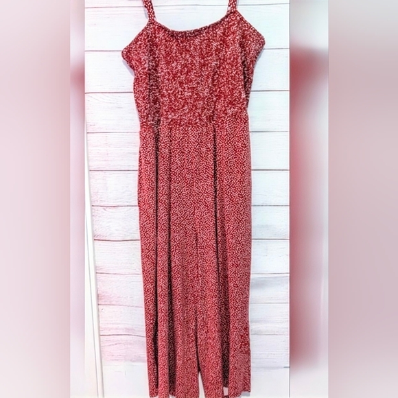 Old Navy Pants - Nwot Old Navy Rust Color Polka dot Jumper Wide Leg Pantsuit Size XXL